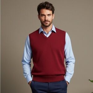 🇫🇷 NWOT Façonnable 100% Merino Wool Vest Timeless Men's Knitwear Vest M